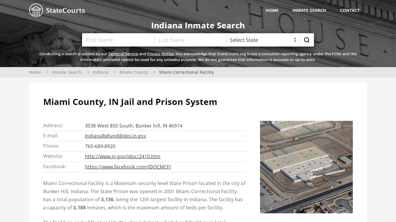 Miami Correctional Facility Inmate Records Search, Indiana ...